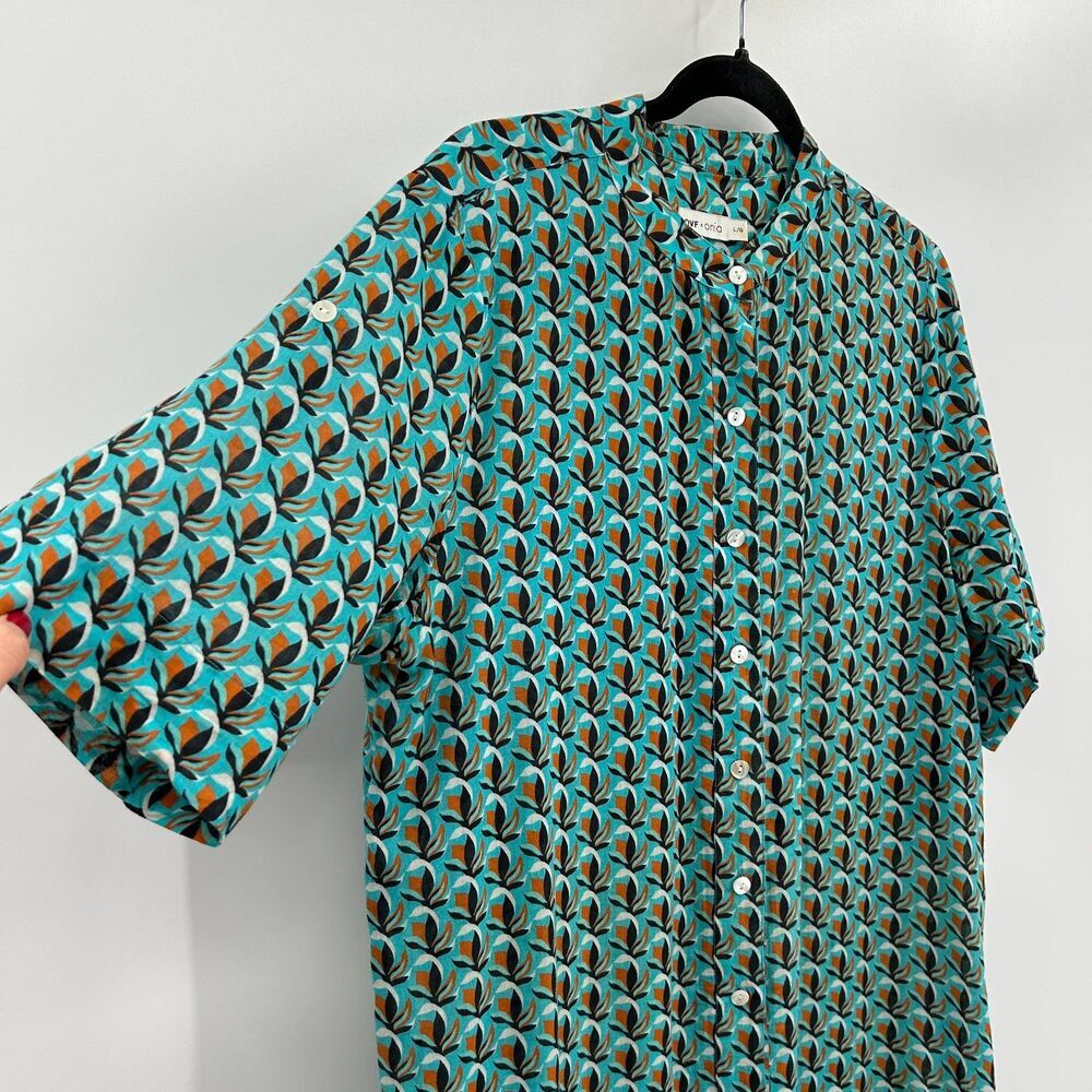 DIANE VON FURSTENBERG x Onia Blue Orange Cotton Maxi Swim Beach Cover Up Large - Picture 7 of 9